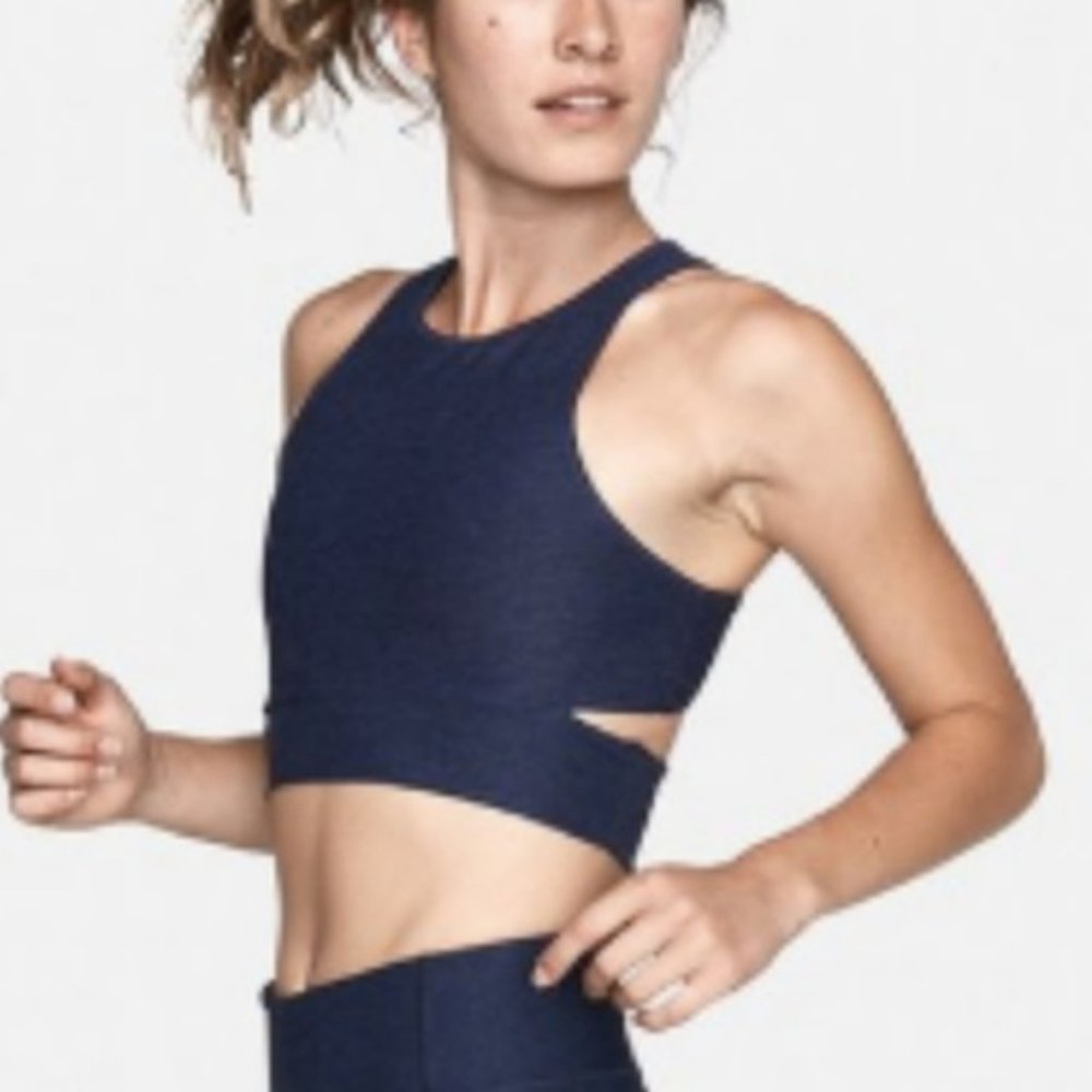 Slashback Athena Crop Top Navy